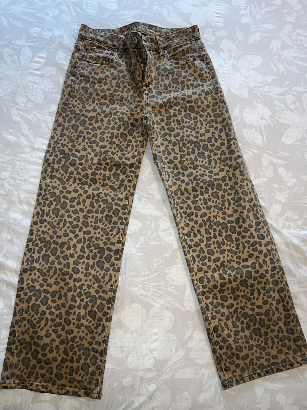 American Eagle Leopard Print Wide-Leg Women’s Jeans - Brown